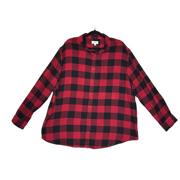 Croft And Barrow Mens Oversize 2XB Buffalo Plaid Flannel Button Down Shirt - Picture 2 of 6
